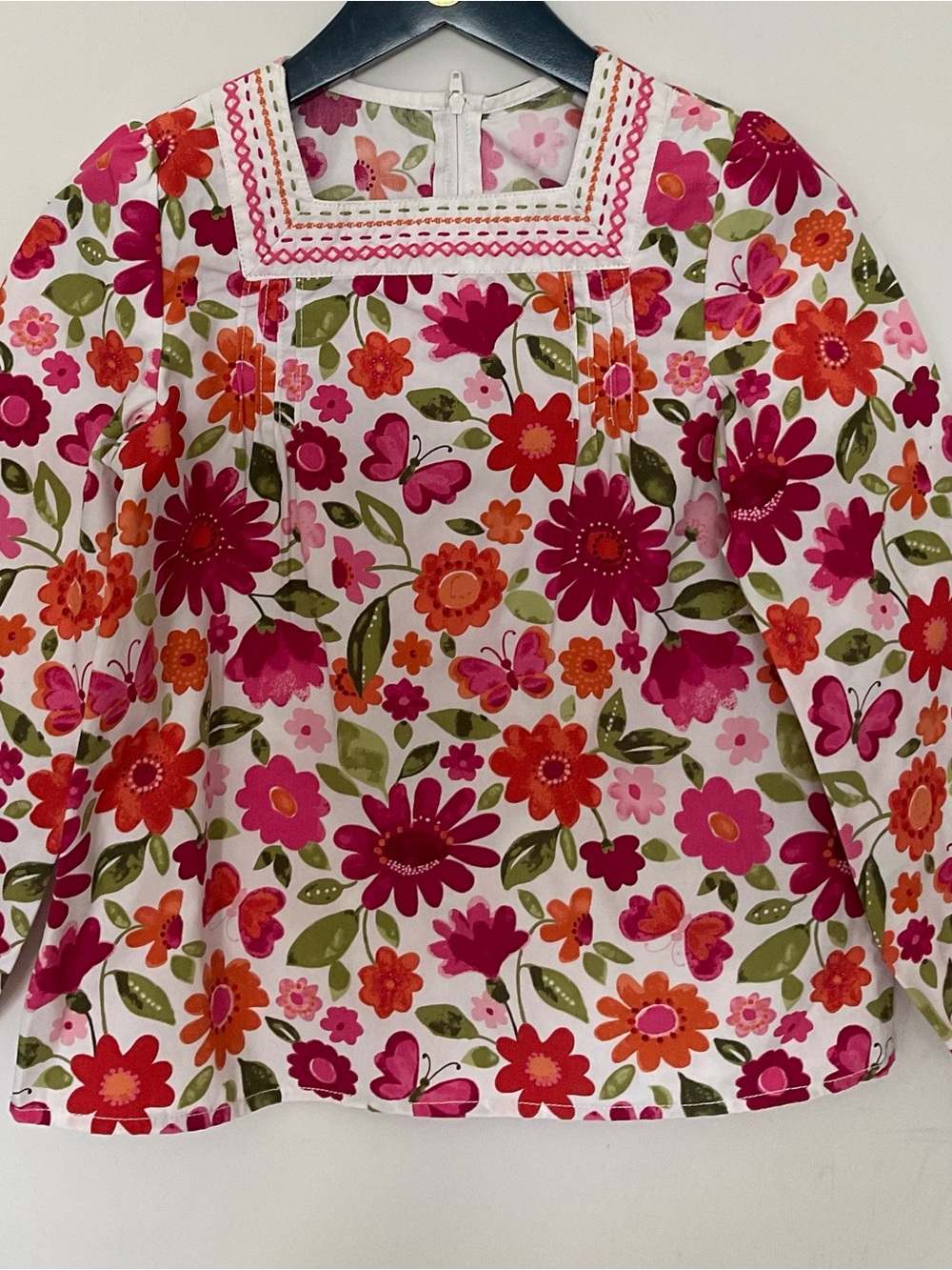 Gymboree Girls Floral Long-Sleeve Top - Pink & Orange